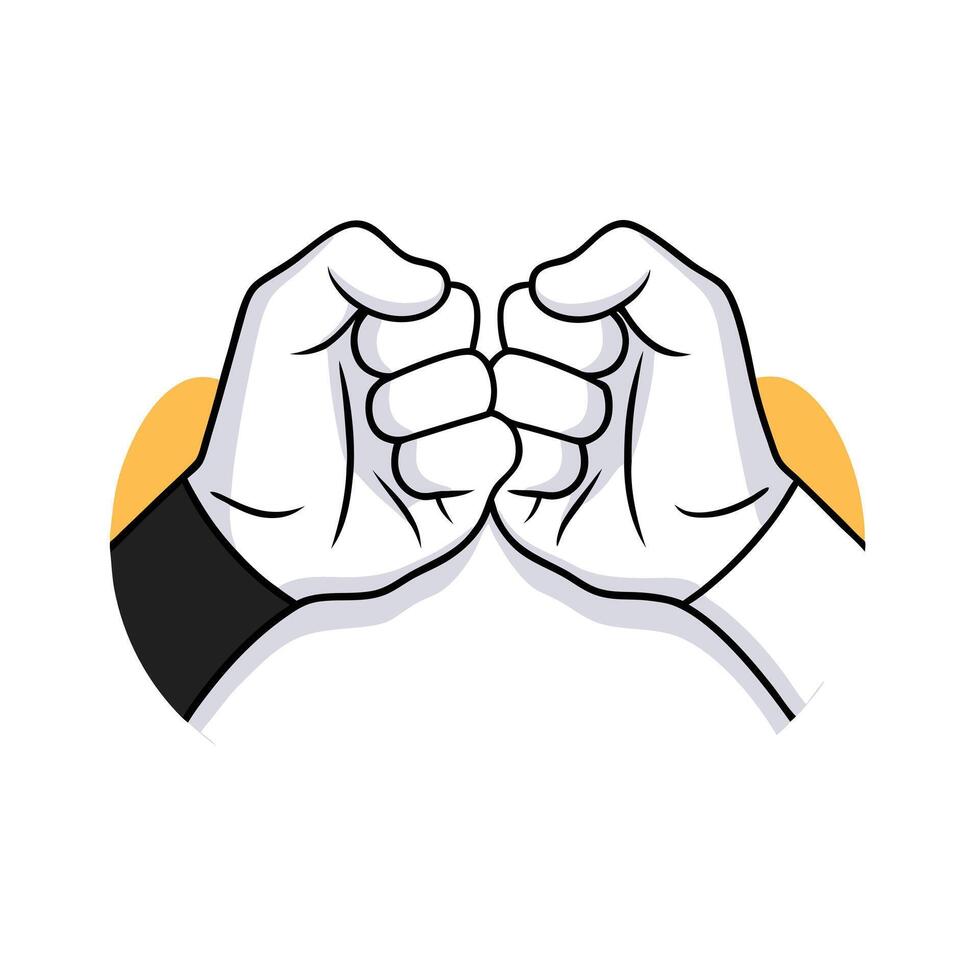 Two hands are holding each other in a fist vector