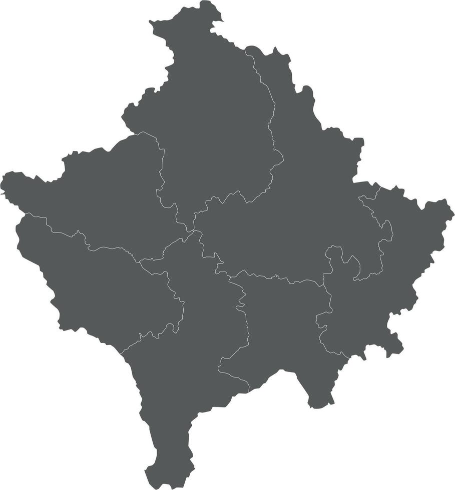 regional blank map of Kosovo with districts and administrative divisions. Editable and clearly labeled layers. vector