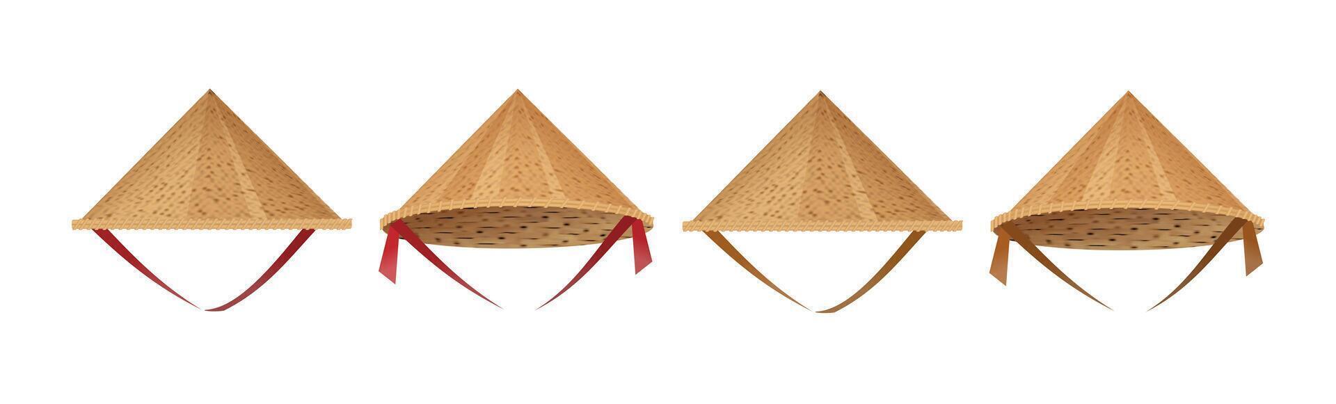 Hat bamboo. Hat farmer asian straw cap Traditional vietnamese. Flat vector