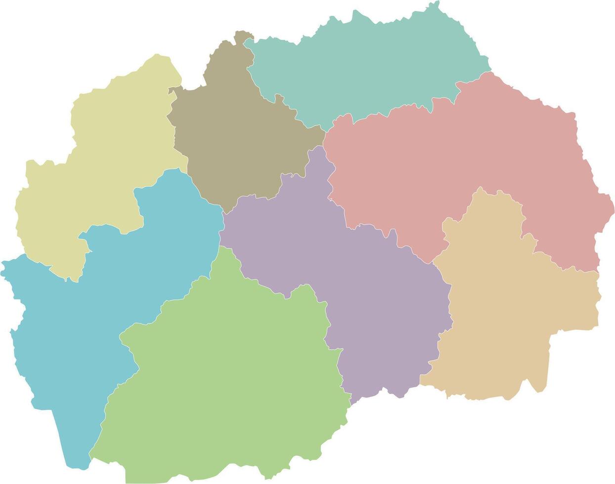 blank map of North Macedonia with statistical regions or territories and administrative divisions. Editable and clearly labeled layers. vector