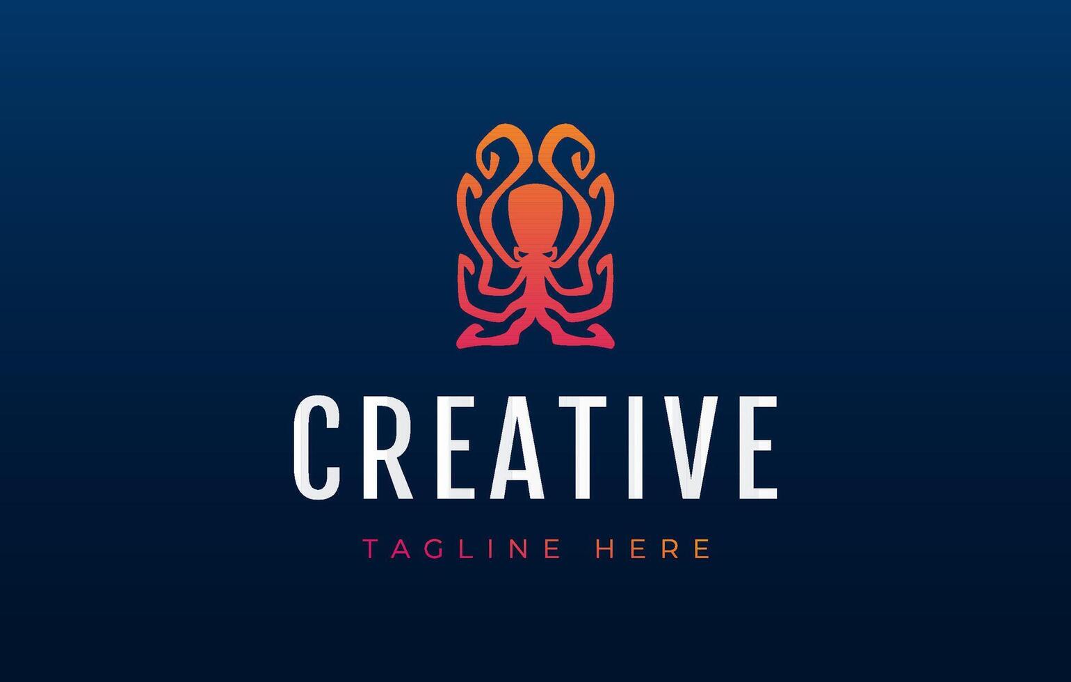 Octopus Symmetrical Logo Design Template vector