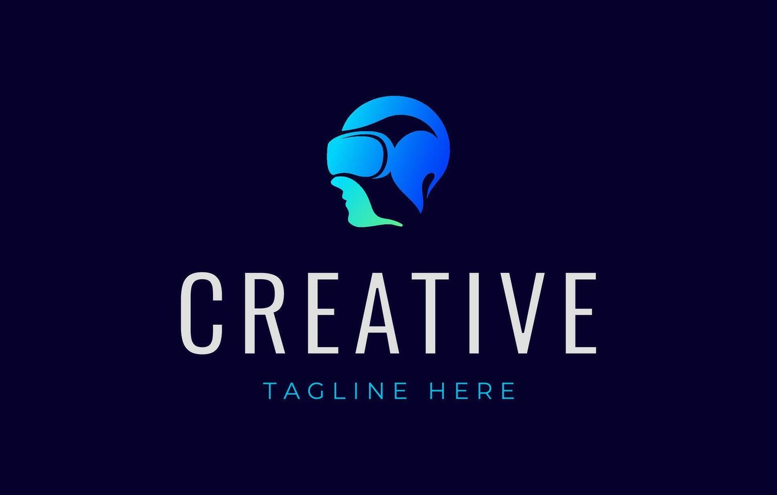 VR Virtual Reality Futuristic Human Head Logo Design Template vector