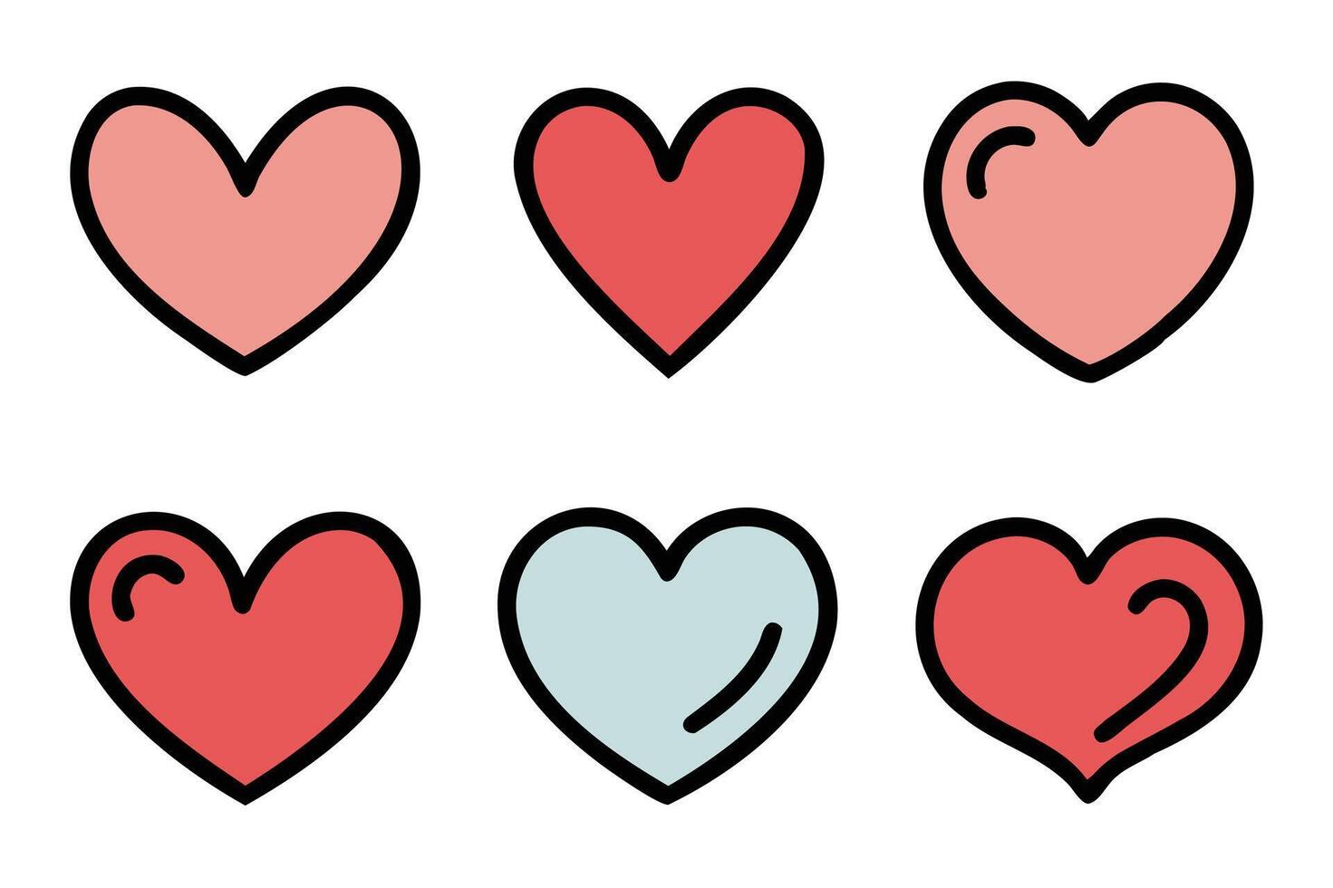 set of hand drawn heart symbol vector