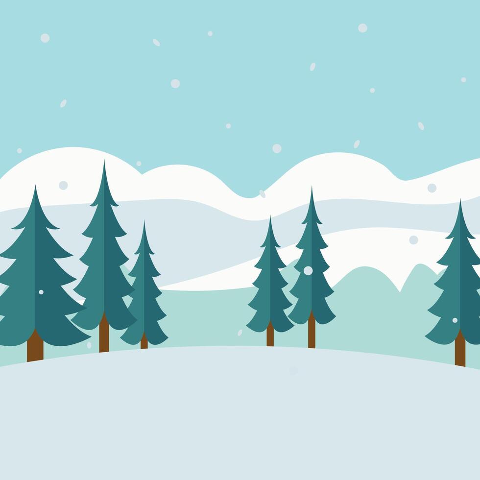 Wonderful Snowfall christmas tree landscape winter background for Merry Christmas and Happy New Year illustration. vector