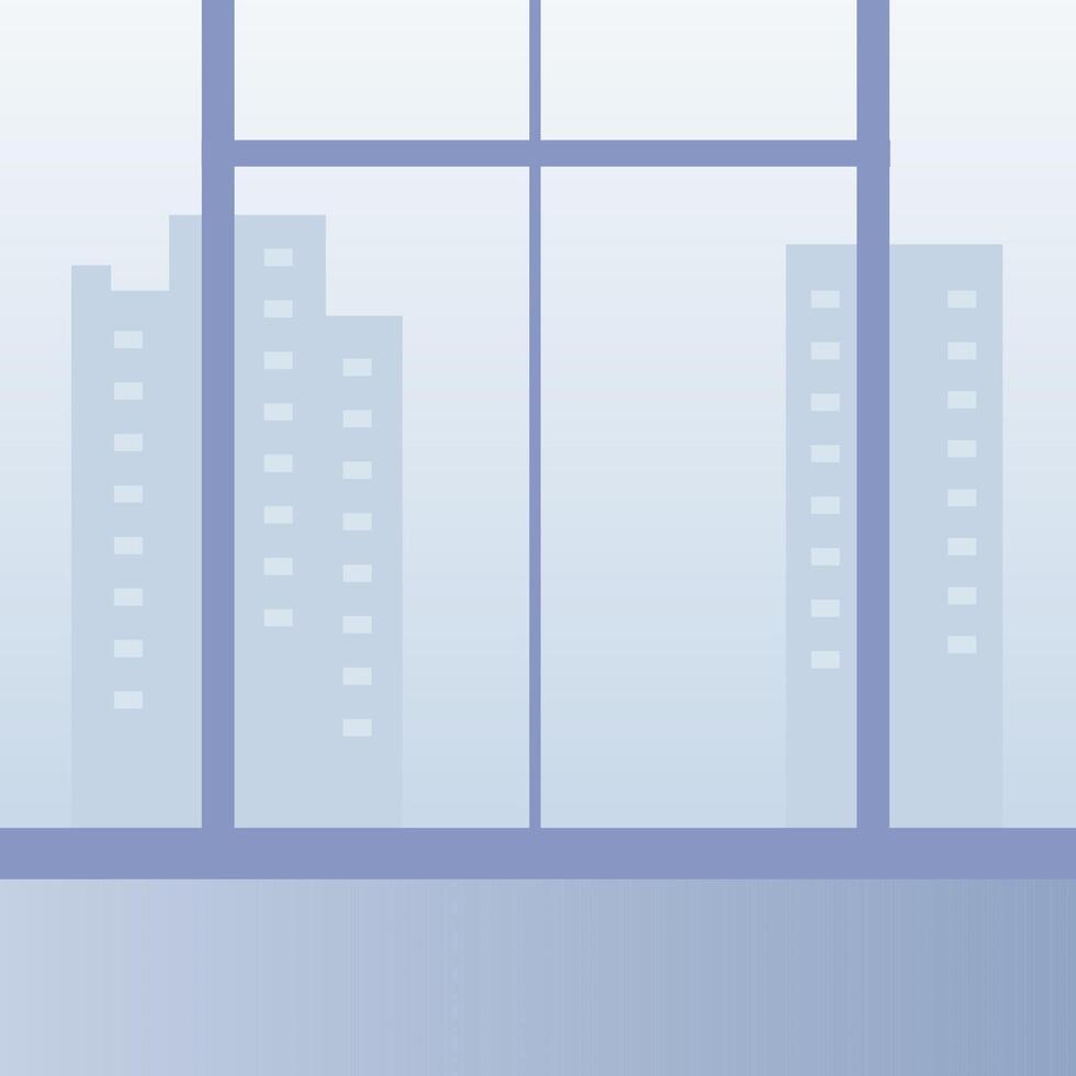 Panoramic Window Displaying Cityscape Building Illustration. vector