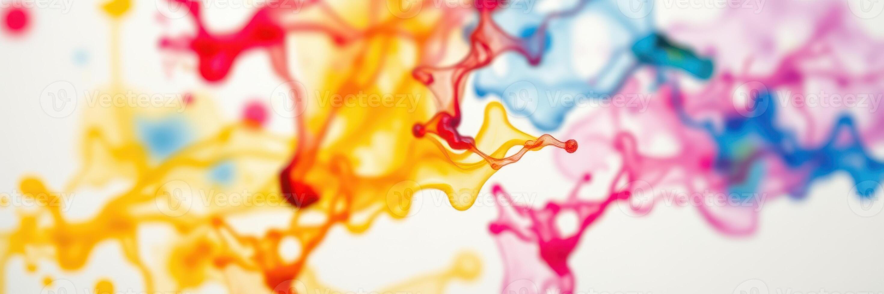 Vibrant splashes of color intertwining in abstract design with fluid movement and energy photo