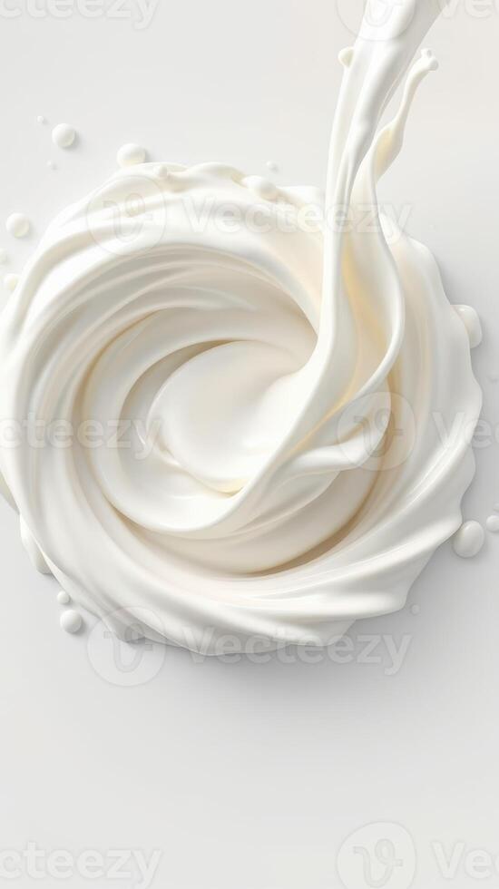 Cream swirls in a smooth white texture on a plain background during food preparation photo