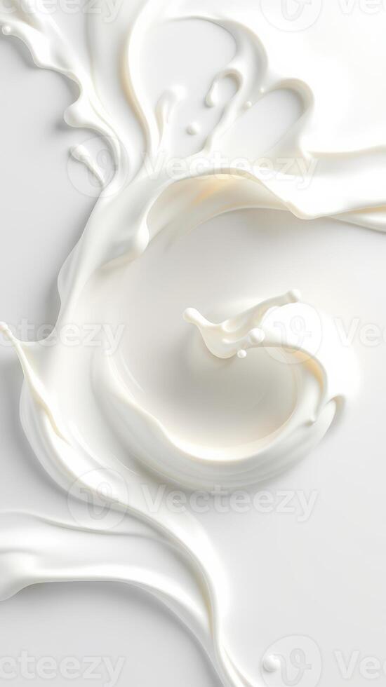 Swirls of cream create an elegant pattern on a smooth surface in a light setting photo