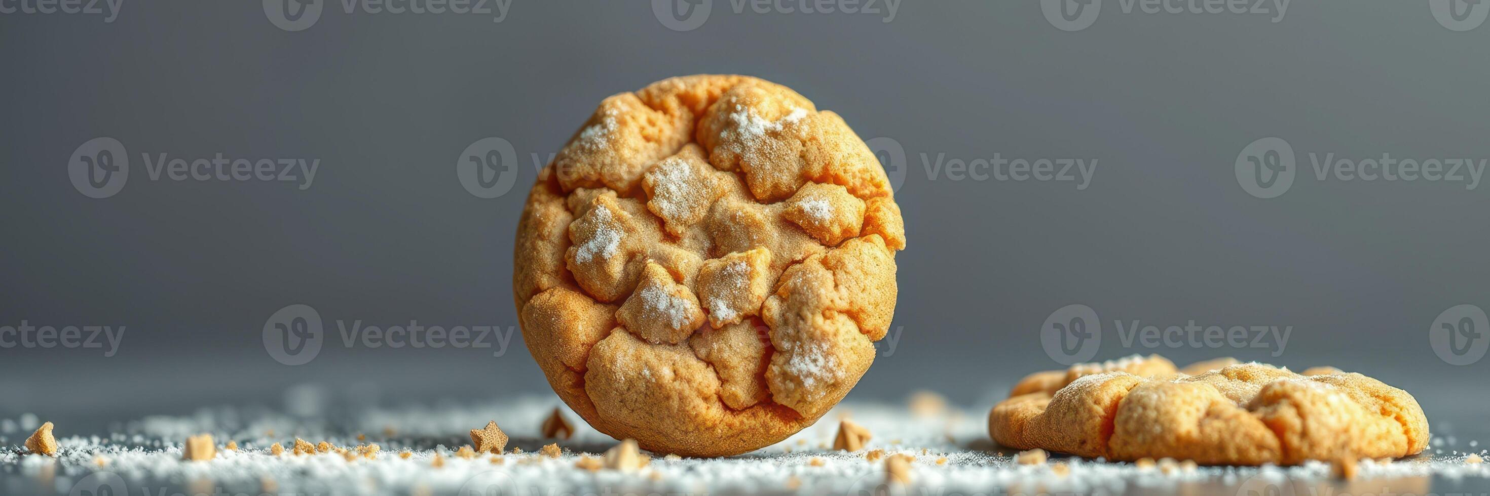 Freshly baked cookies placed on a clean surface with powdered sugar details during a bright kitchen moment photo