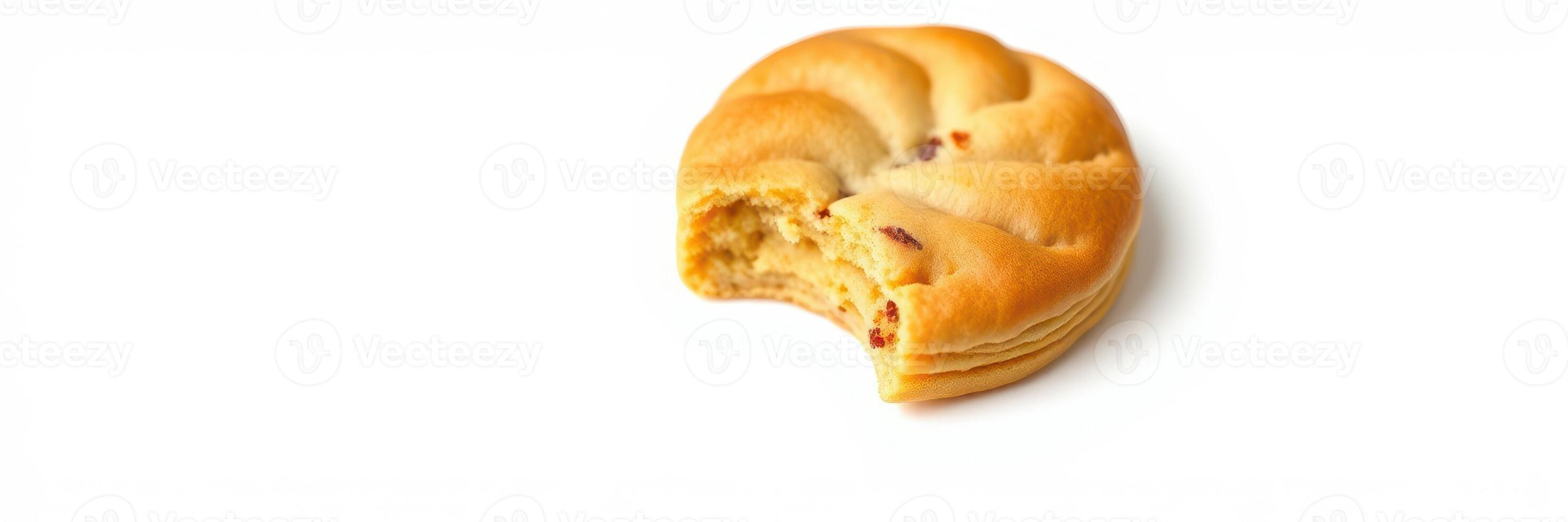 Delicious cookie with a bite taken out, showcasing a soft texture and rich flavor photo