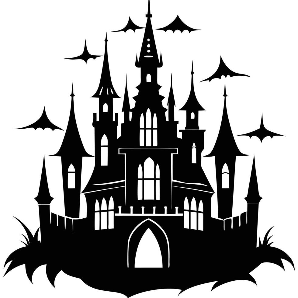 Gothic castle with spires silhouette vector