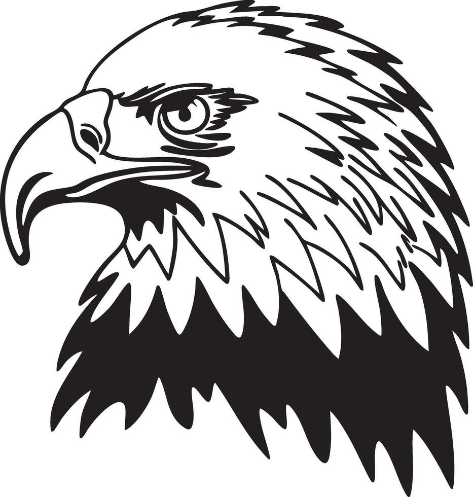 An eagle head with a black and white outline vector