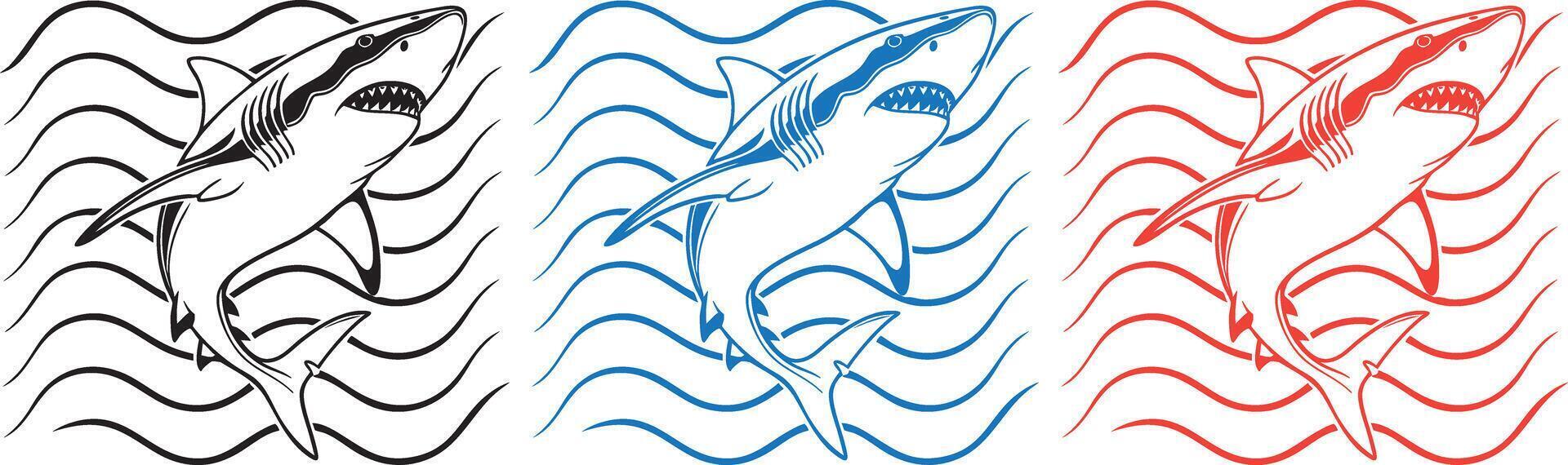 Shark with waves illustration vector