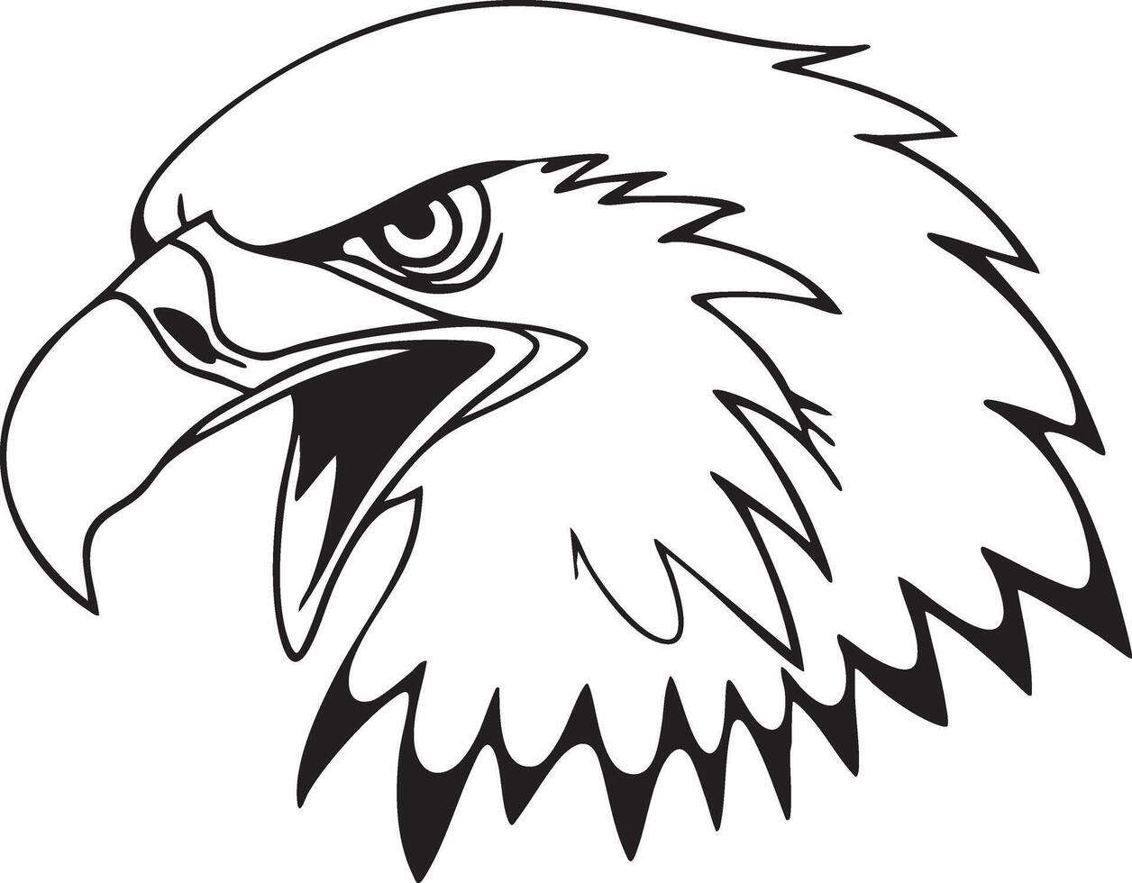 An eagle head with a black and white outline vector