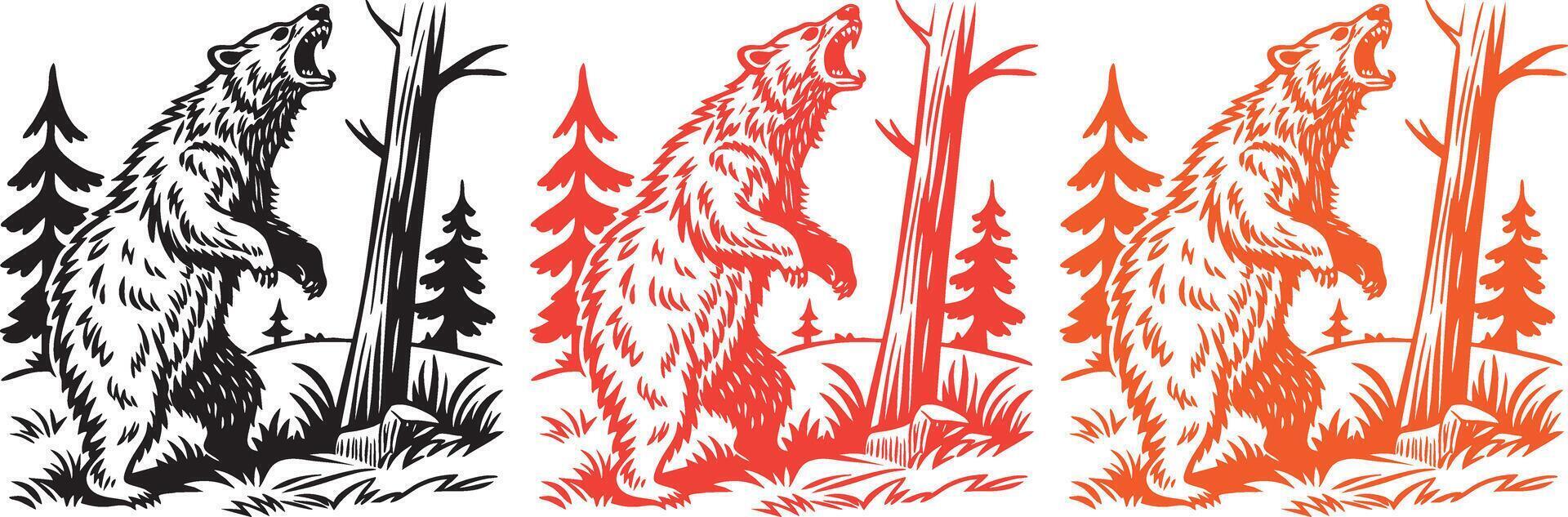Bear in the woods vector
