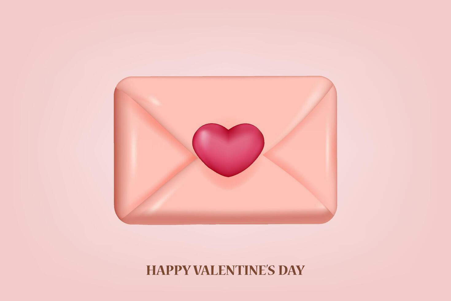 Happy valentine's day with pink envelope and red heart vector