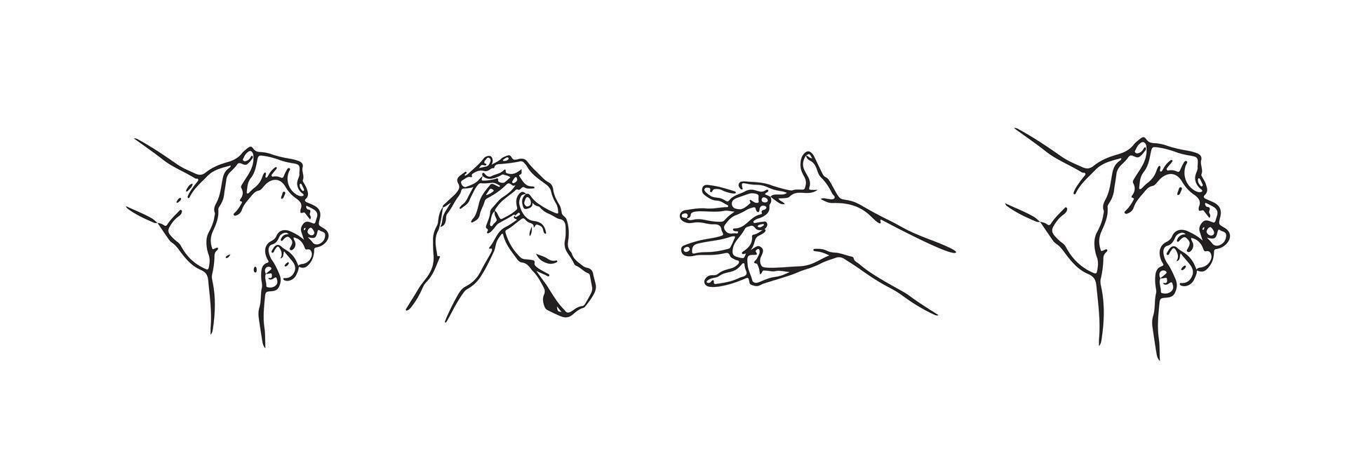 Couple Holding Hands Line Art Illustration vector