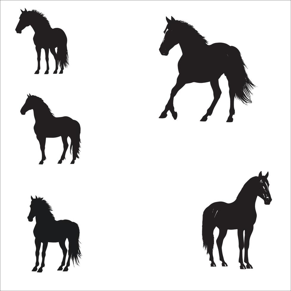 set of Horse silhouette vector