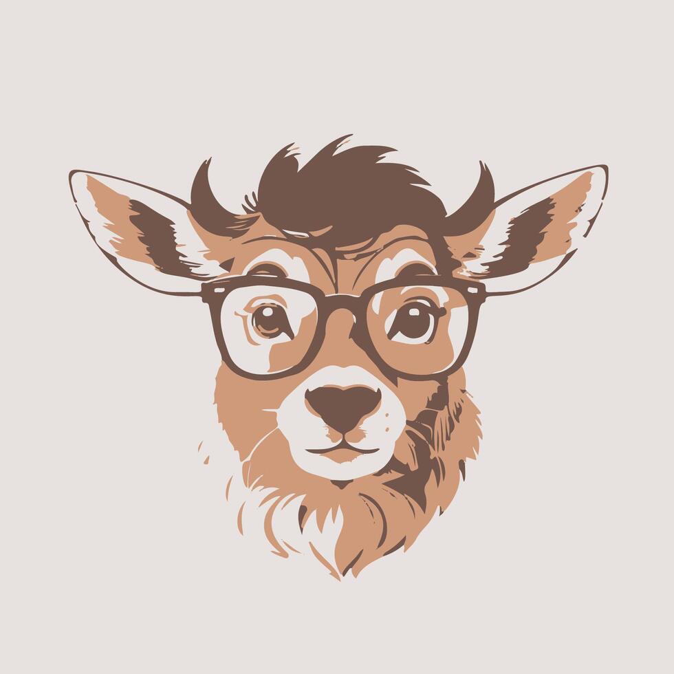 Hipster Deer Illustration with Glasses vector