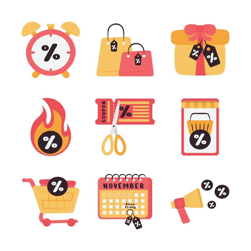 Black Friday Illustration Icon Pack vector