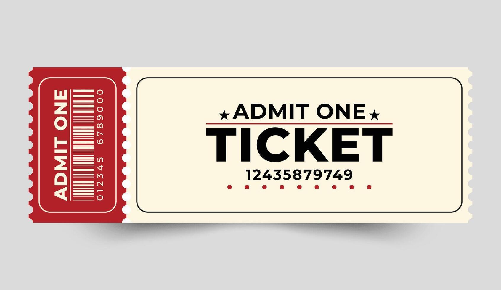 Admit One Ticket Design Template for Concerts, vector