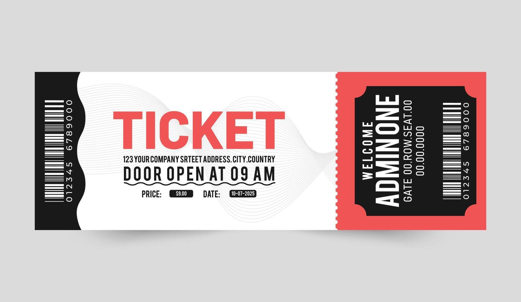Easy-to-Use Admit One Ticket Templates for Live Concerts vector