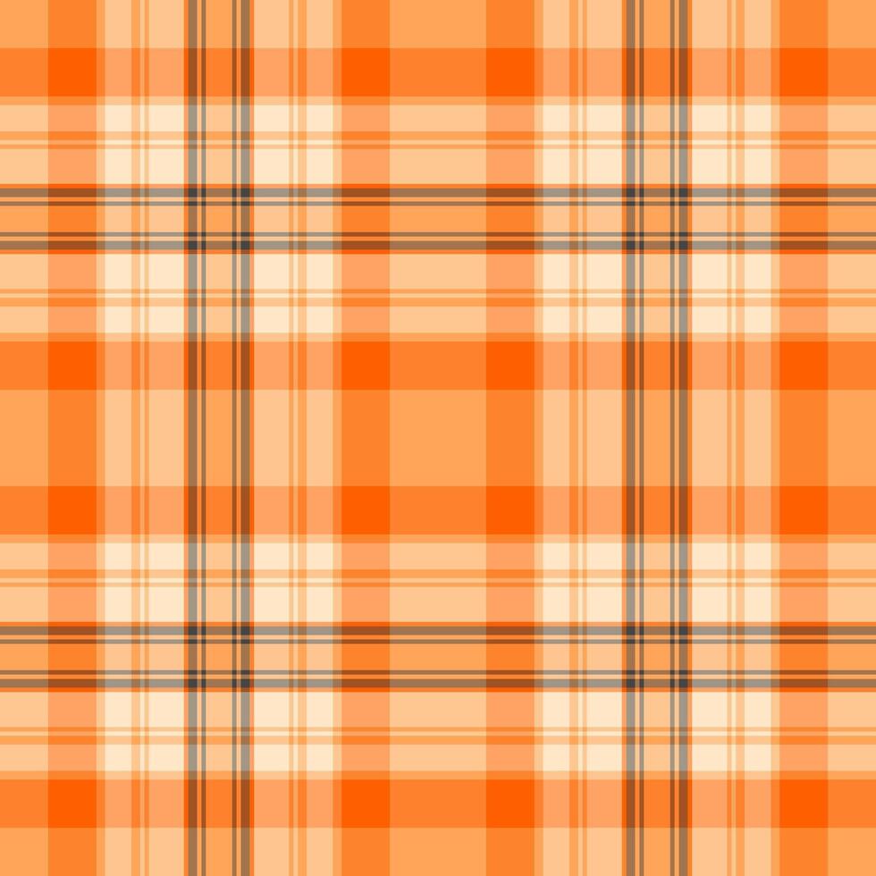 Store plaid tartan background, curtain pattern texture. Simplicity check seamless textile fabric in orange and bisque colors. vector