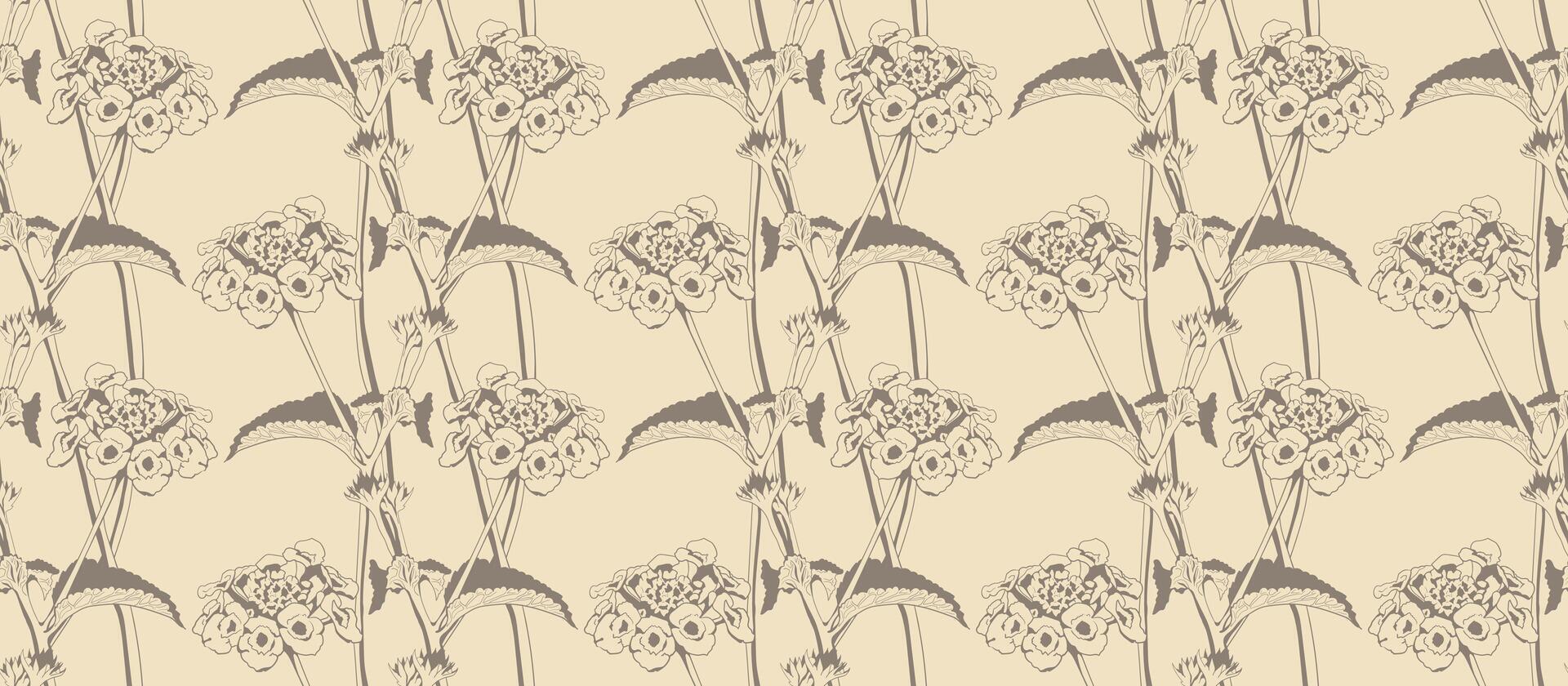 Hand drawn floral pattern design. Flower drawing simple ornament. vector