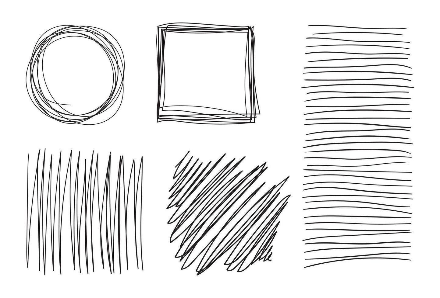 Hand drawn brush line design elements. Lines and frames abstract shapes. vector
