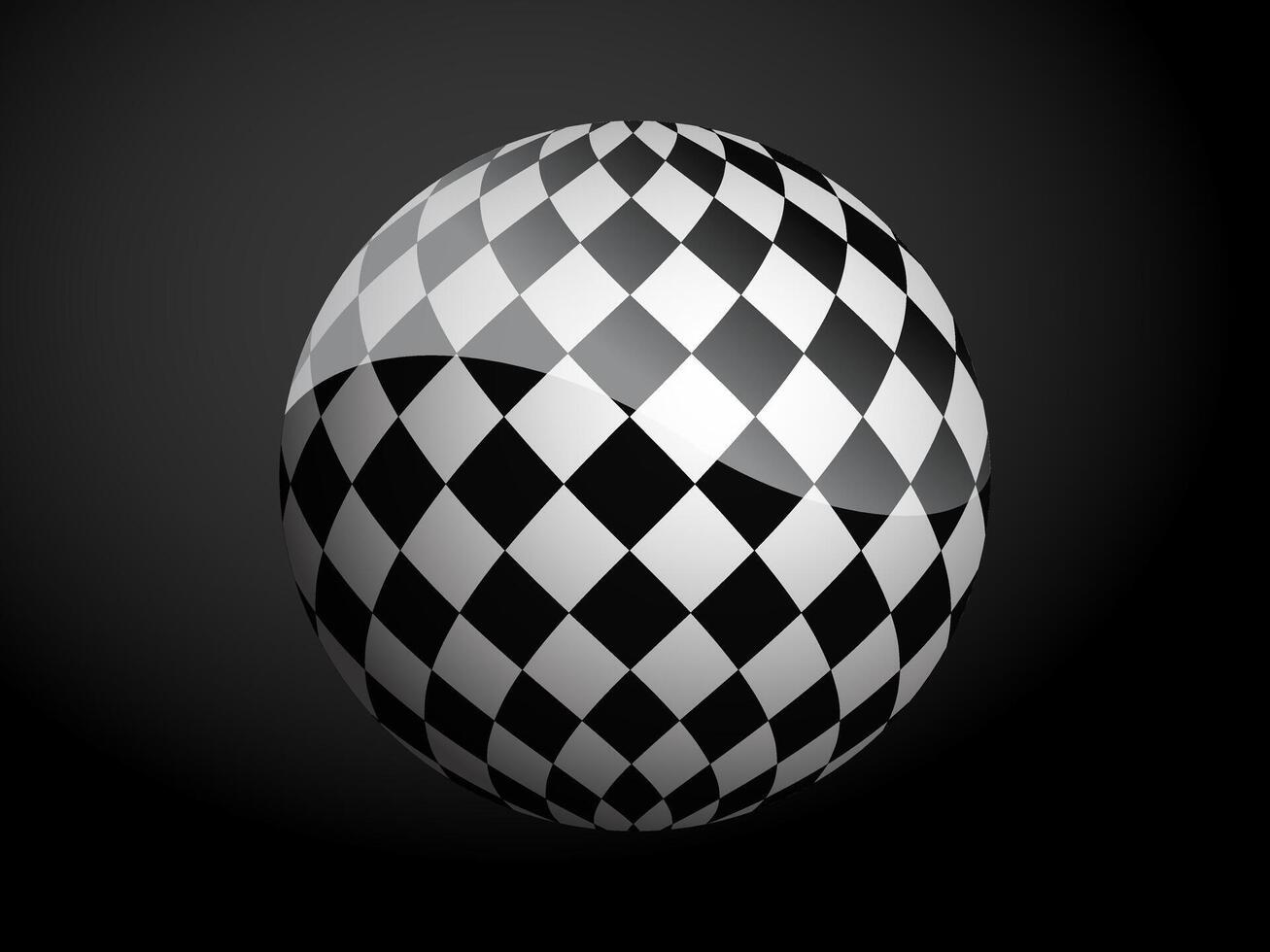 Abstract pattern cover black and white 3D ball. illustration on dark background. vector