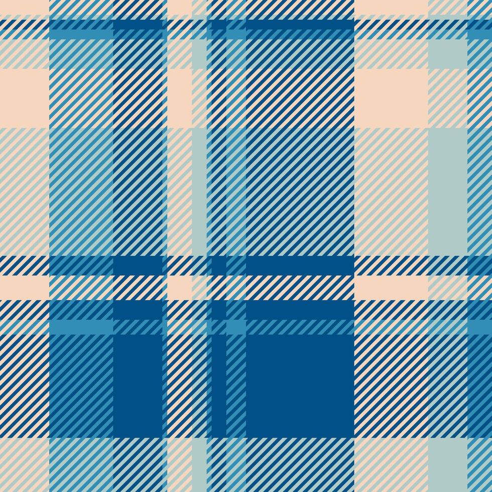 Small tartan pattern fabric, paint check seamless textile. Worn plaid texture background in cyan and pastel colors. vector