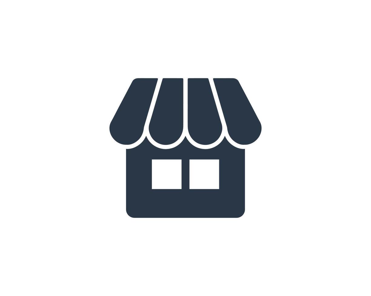 Shopping store logo for mobile e comerce and local market branding. Online shop icon simple minimalist sign for payments, shipping and sale, illustration. vector