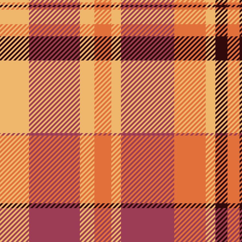 Anniversary fabric plaid pattern, network tartan seamless texture. English background check textile in orange and red colors. vector