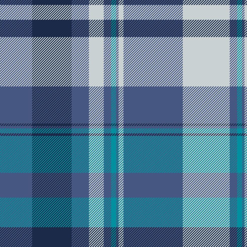 Marriage seamless fabric, american plaid textile pattern. Amazing background check tartan texture in blue and white colors. vector