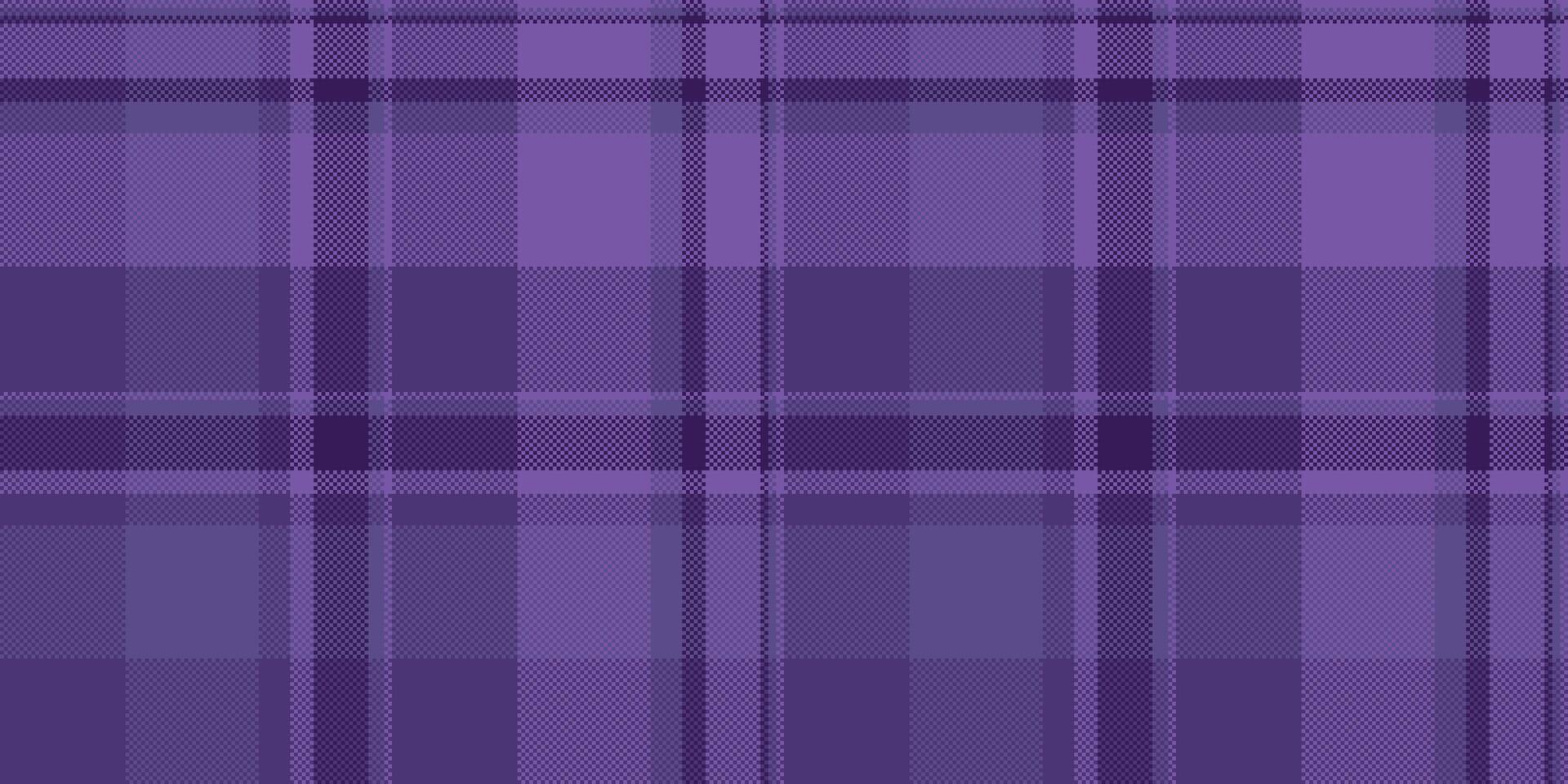 Crossed check fabric , duvet cover seamless pattern plaid. Birthday textile tartan texture background in violet and indigo colors. vector