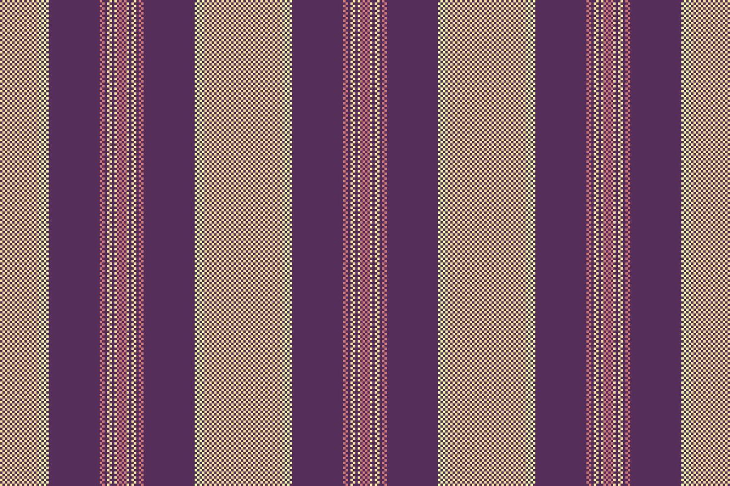 Romantic textile vertical stripe, hunter texture background. Golf seamless fabric lines pattern in purple and yellow colors. vector