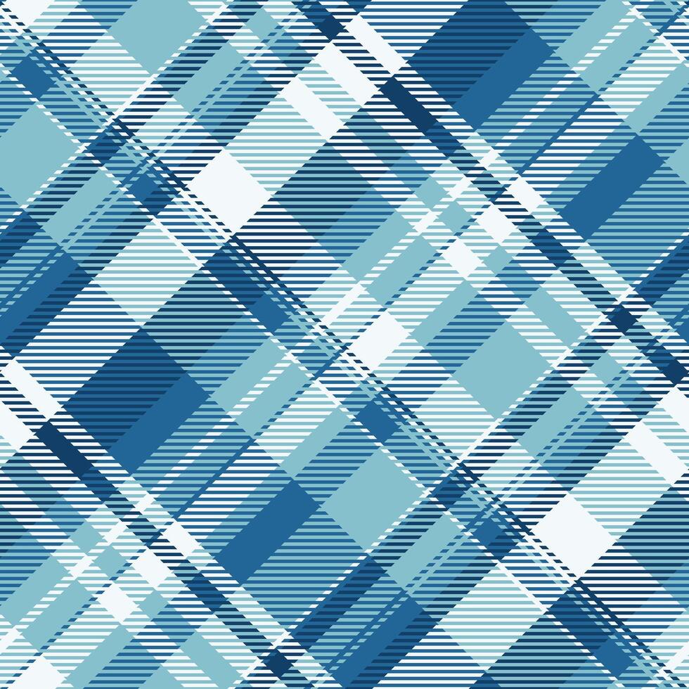 Mosaic seamless plaid pattern, halftone background tartan textile. Designer texture check fabric in cyan and alice blue colors. vector