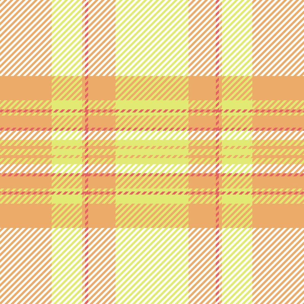 Refresh plaid tartan textile, thanksgiving pattern check seamless. Order background texture fabric in orange and white colors. vector