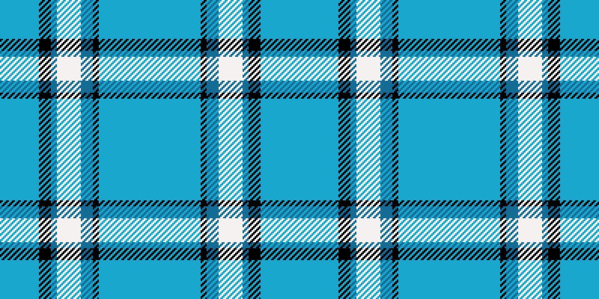 Yard textile seamless texture, complexity background tartan check. Nostalgic pattern fabric plaid in cyan and white colors. vector