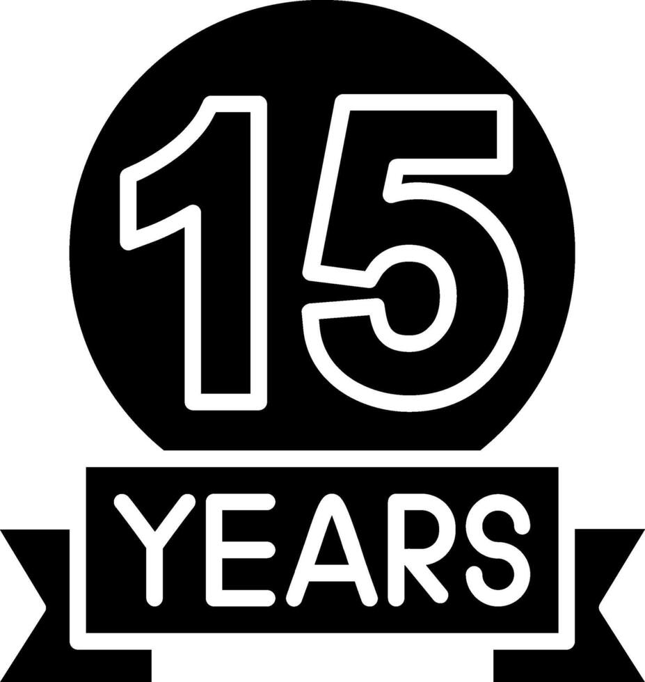 15 years Anniversary Glyph Icon vector