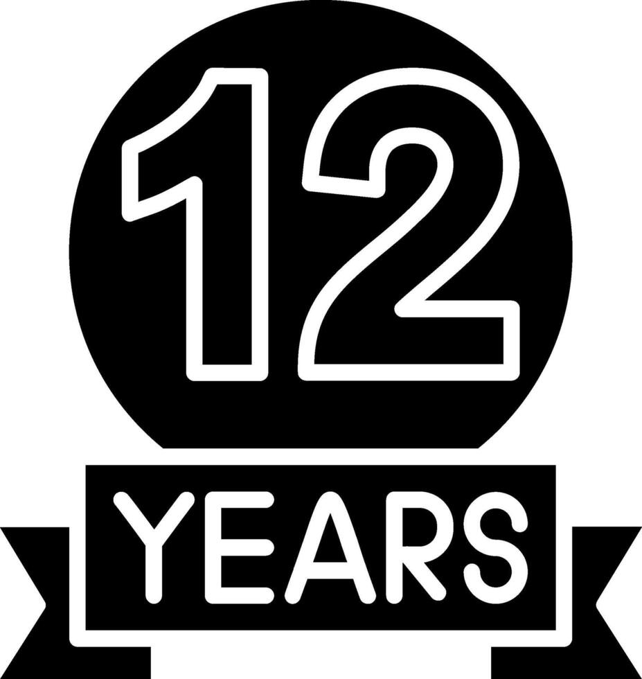 12 year Anniversary Glyph Icon vector