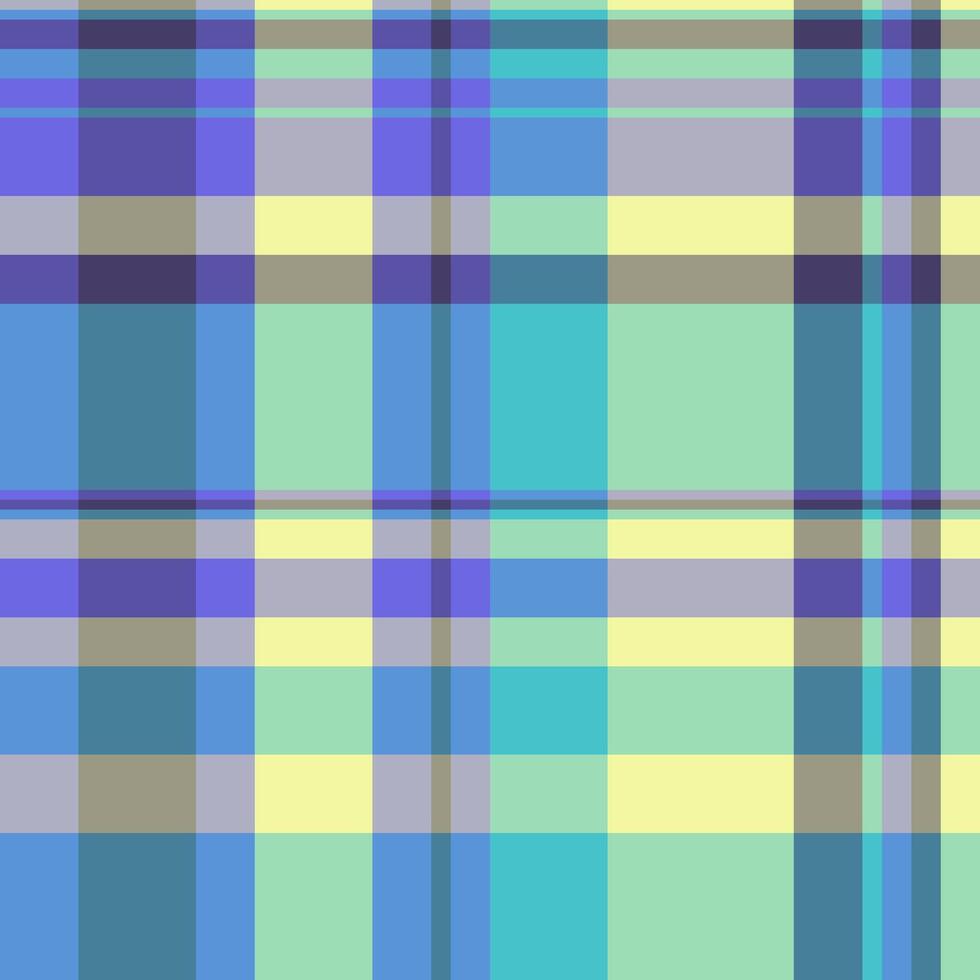 Dining room fabric check pattern, grungy texture textile. Geometrical seamless plaid background tartan in pastel and cyan colors. vector