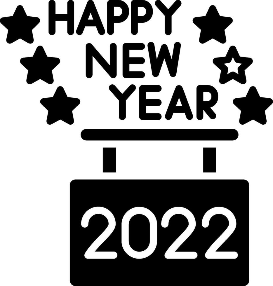 Happy New Year Glyph Icon vector