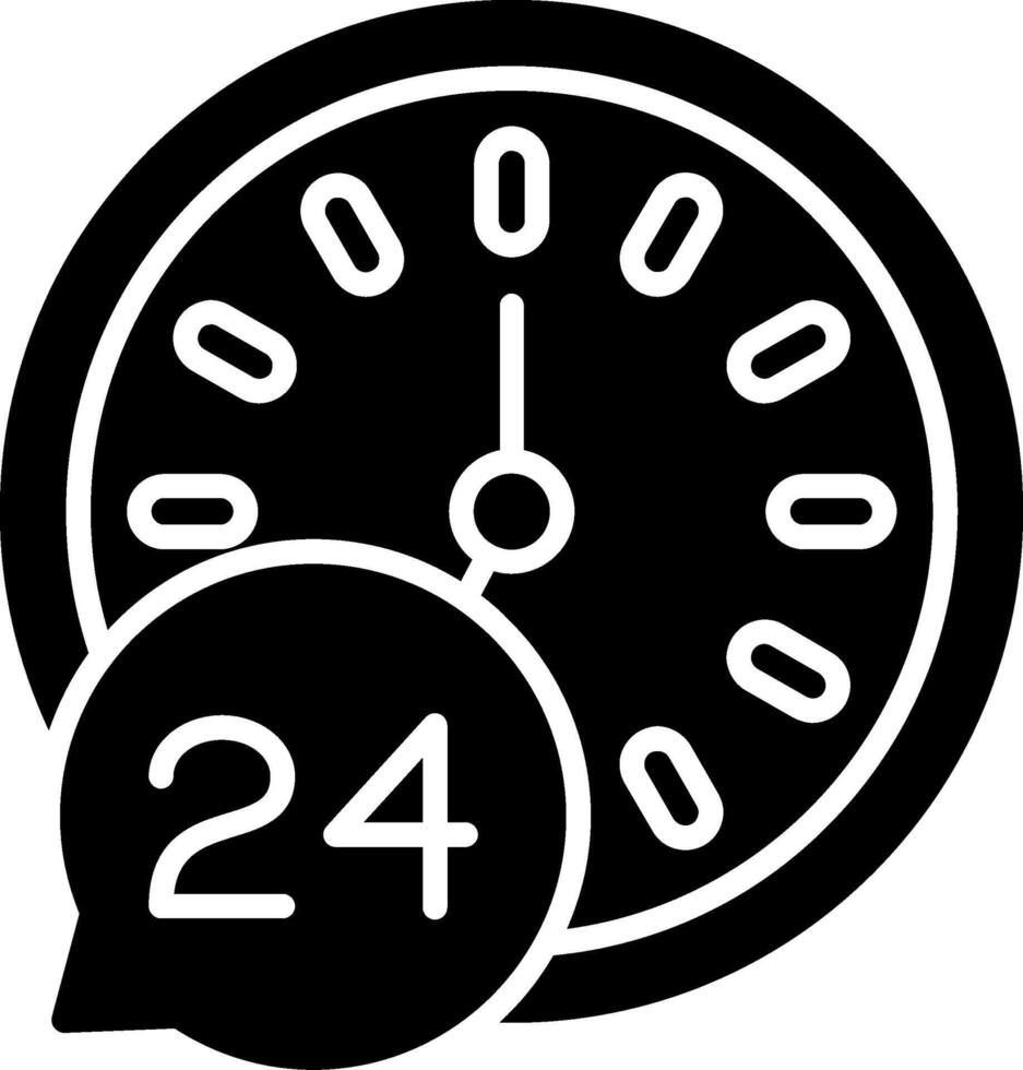 24 Hour Clock Glyph Icon vector