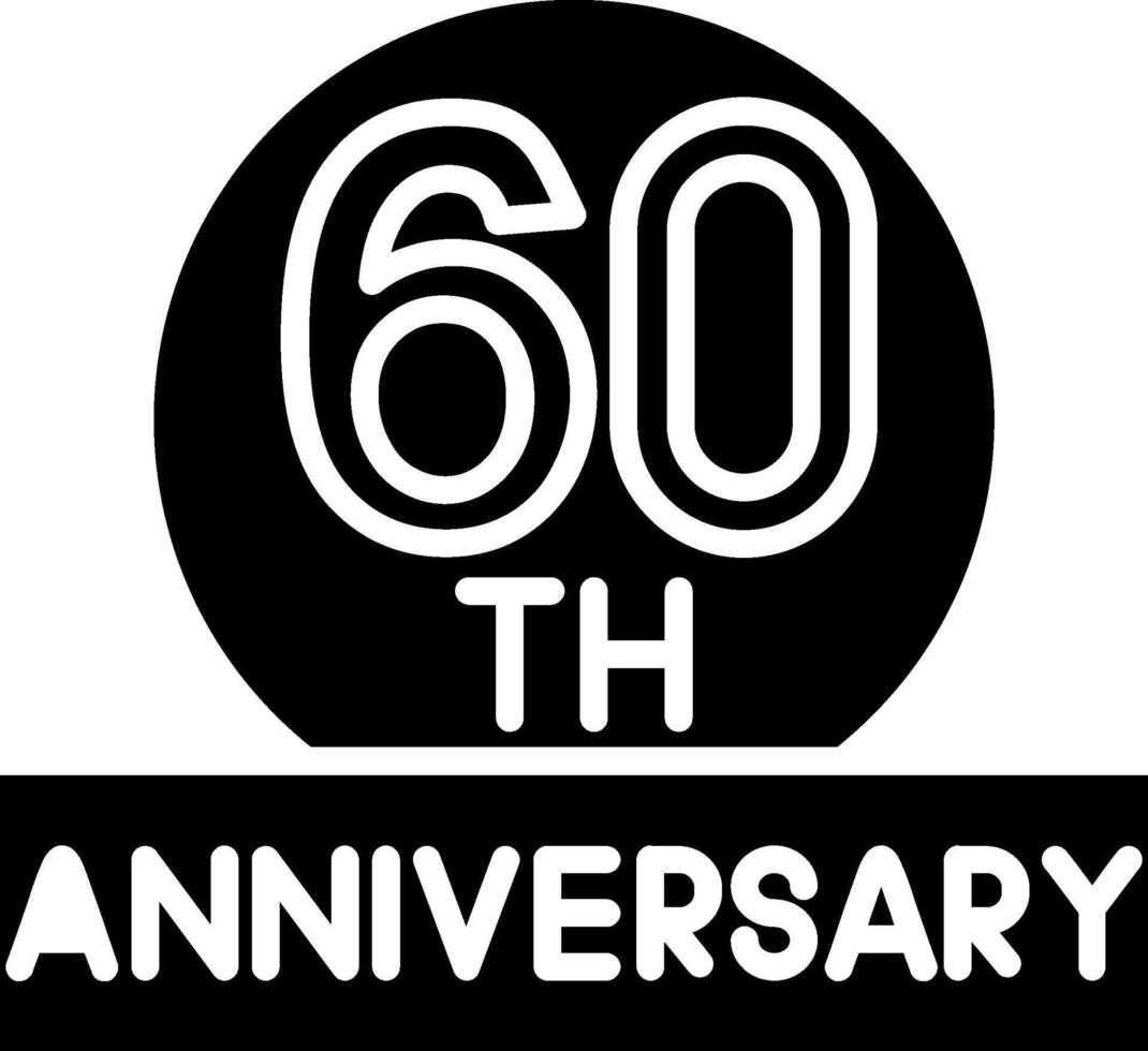 60th Anniversary Glyph Icon vector