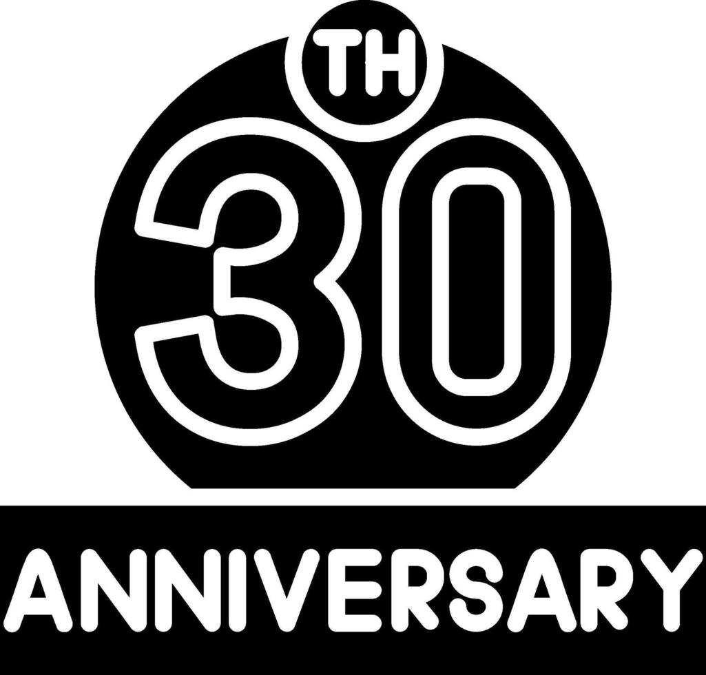 30th Anniversary Glyph Icon vector