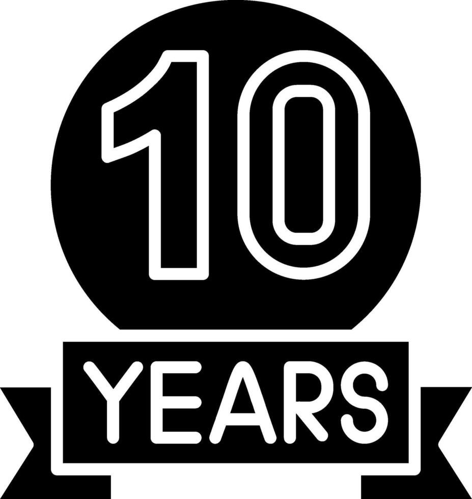 10th Anniversary Glyph Icon vector