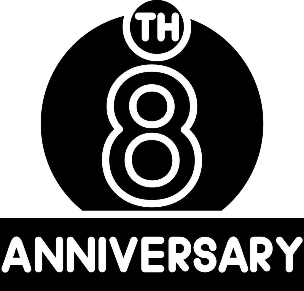 8th Anniversary Glyph Icon vector
