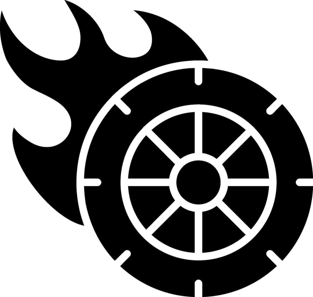 Fire Wheel Glyph Icon vector