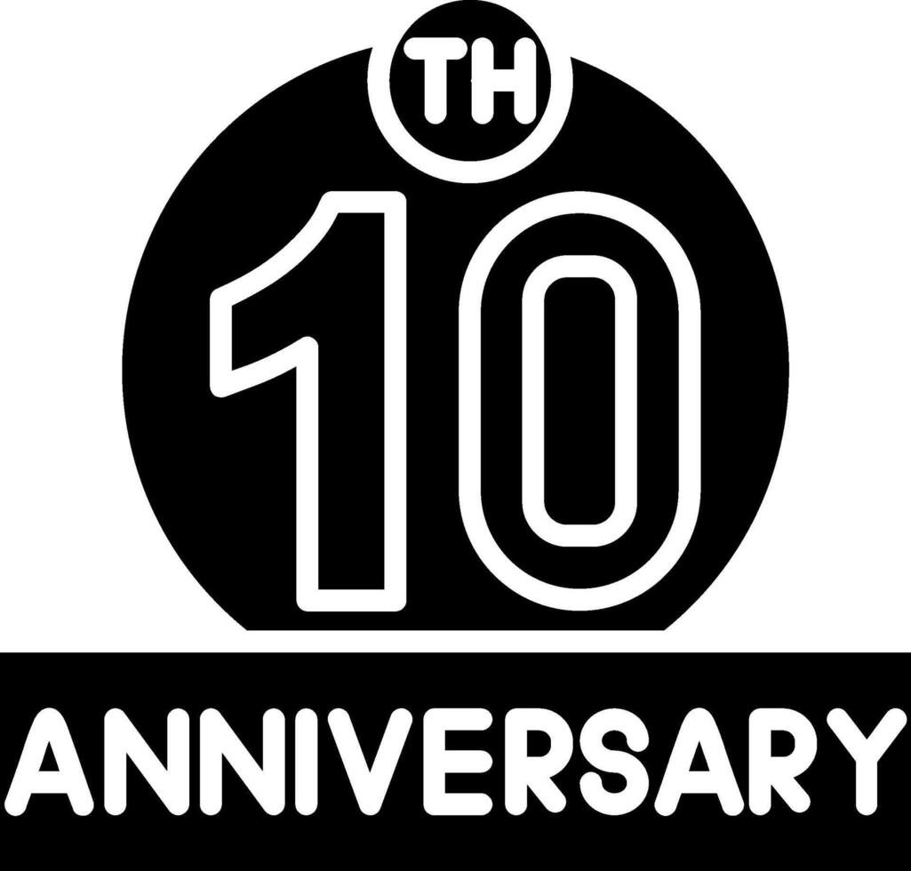 10th Anniversary Glyph Icon vector